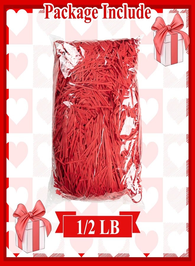 Gloreyan 1/2LB Easter Grass Shredded Paper Filler Red Raffia Paper Filler Grass for Xmas Easter Gift Wrapping Basket Filling Party Supply - Image 3